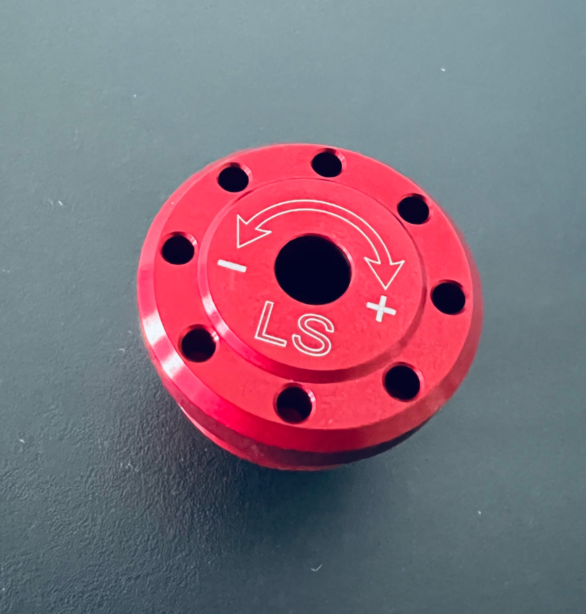 Red anodized turned part