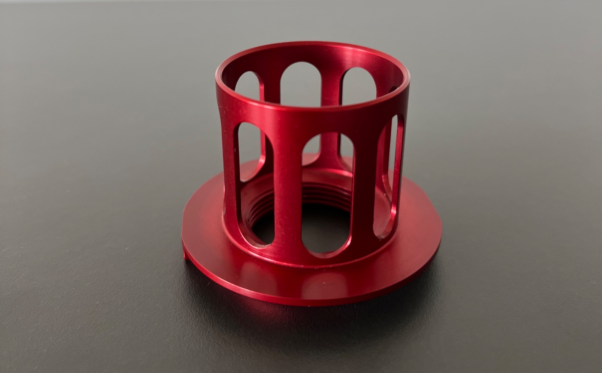 Red anodized mill-turn part